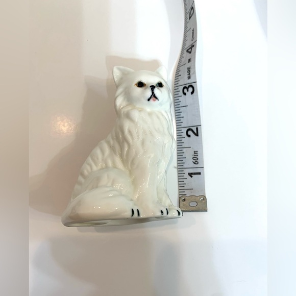 Vintage White Porcelain Cat 3.5” Angora No Maker’s Mark Kitty - Picture 3 of 8